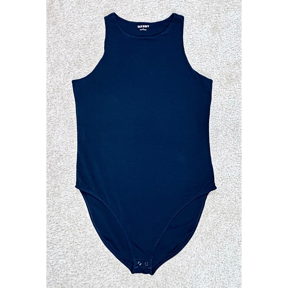 Old Navy Womens Black Solid Sleeveless One-Piece Bodysuit L Regular